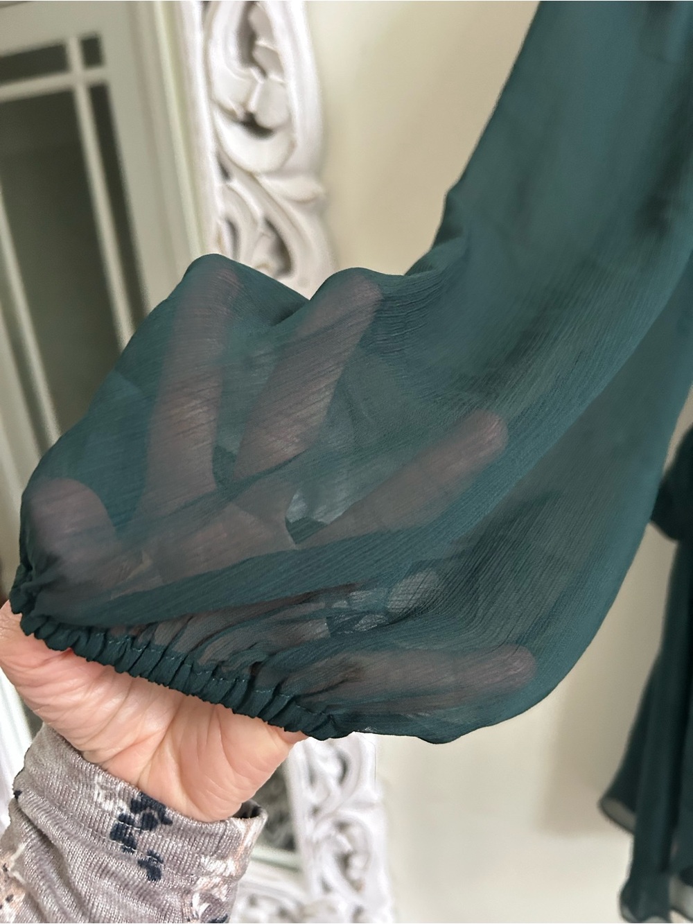 Express green mini sheer sleeve dress - Picture 3 of 9